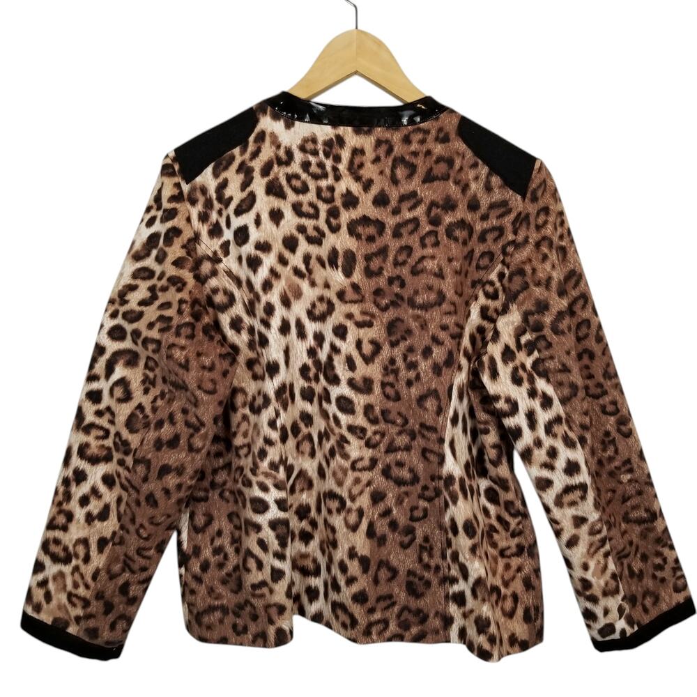 Chico's Women's Leopard Print Jacket Black Tan Brown Size Large - Picture 2 of 8